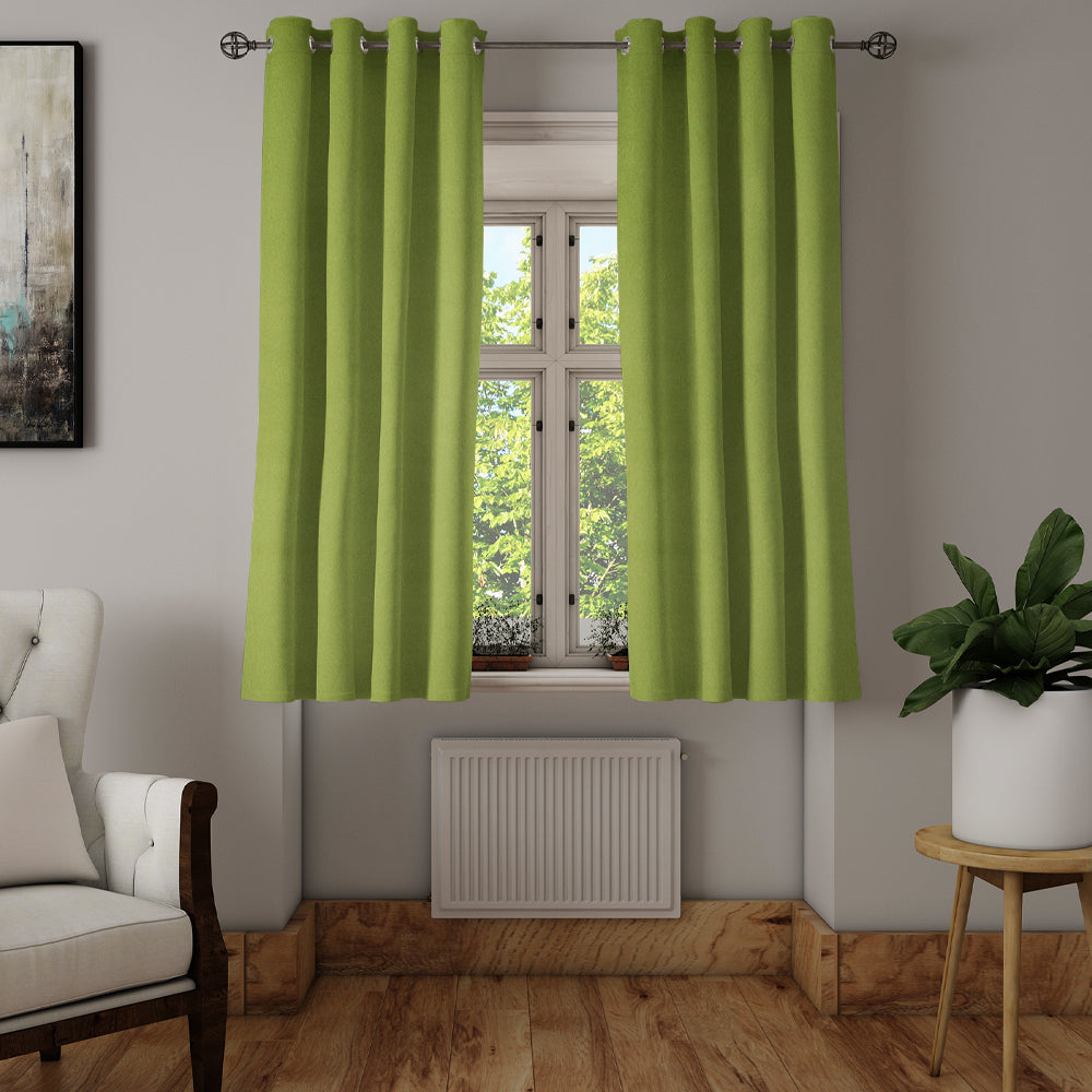 Nilkamal Visto Solid Blackout 5 Ft Polyester Window Curtains Set Of 2 Green
