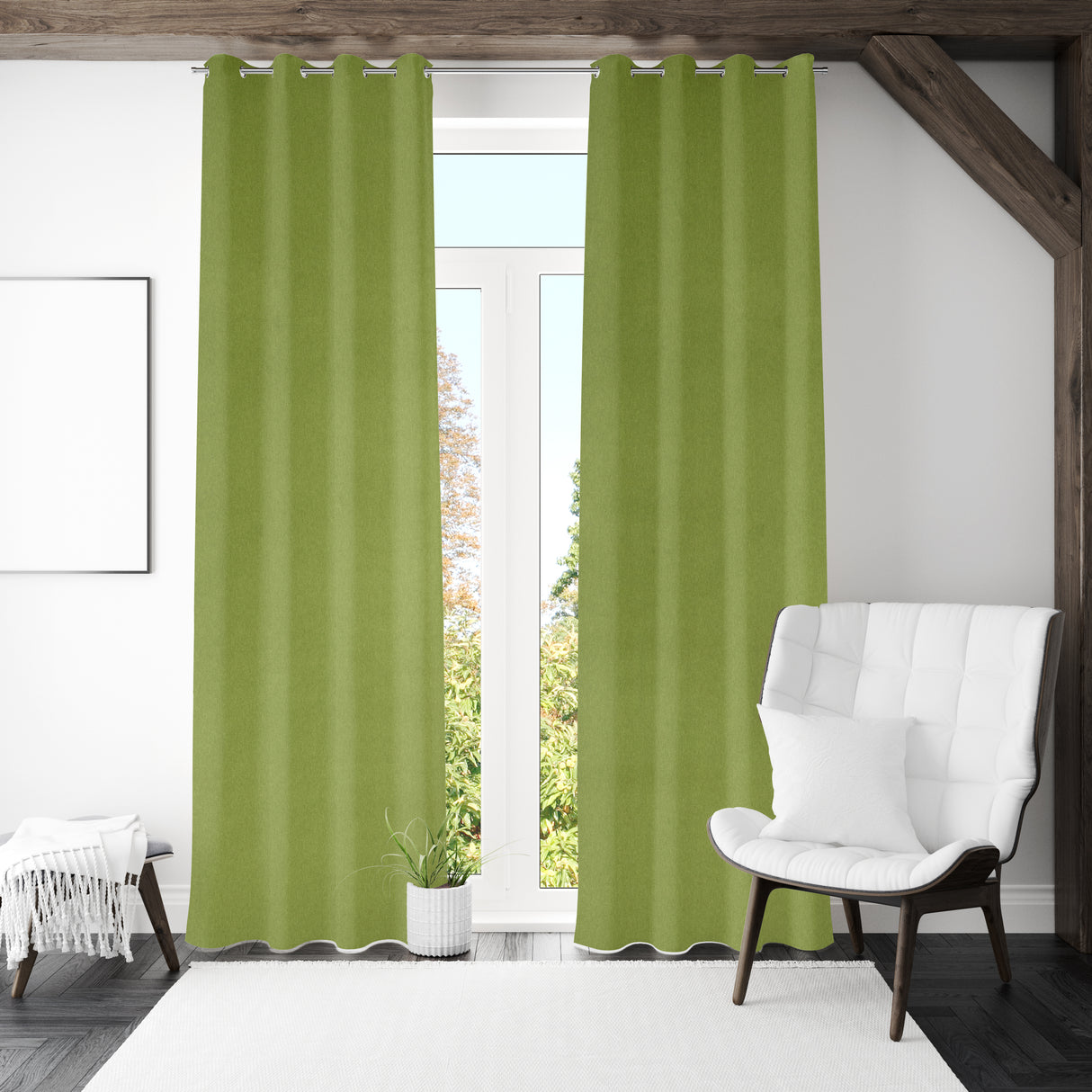 Nilkamal Visto Solid Blackout 9 Ft Polyester Long Door Curtains Set Of 2 Green