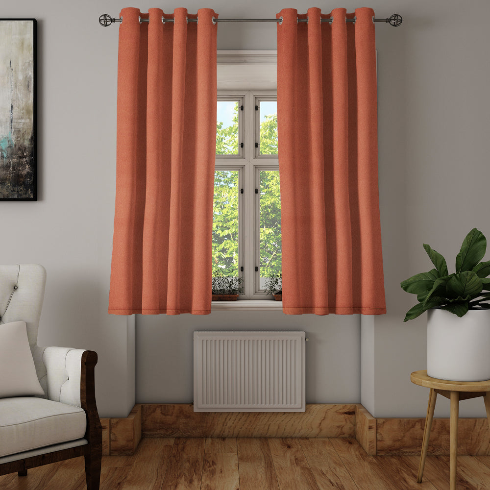 Nilkamal Visto Solid Blackout 5 Ft Polyester Window Curtains Set Of 2 Rust