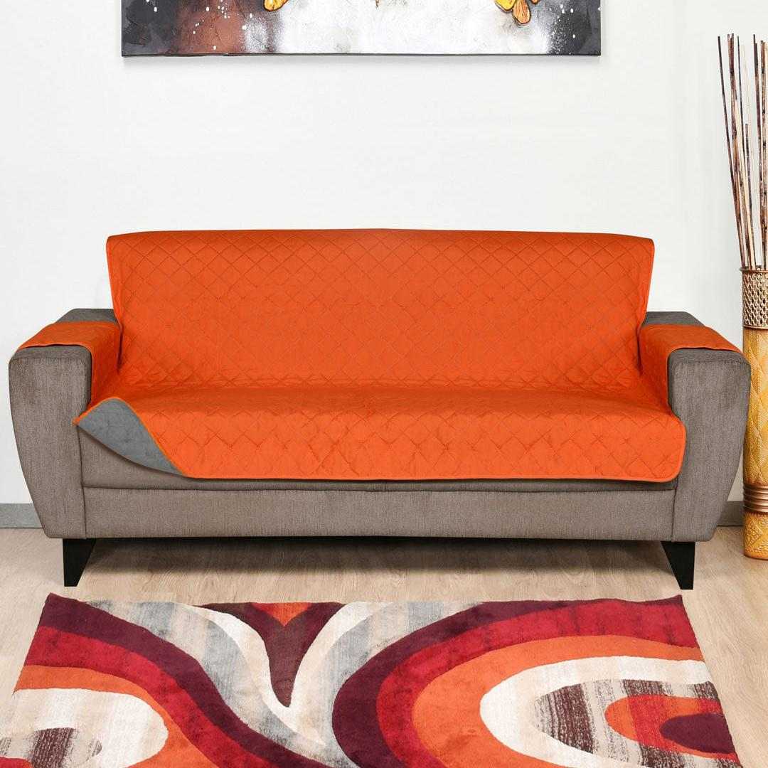 Nilkamal 3 Seater Reversible Sofa Cover 179 cm x 279 cm (Orange & Grey)