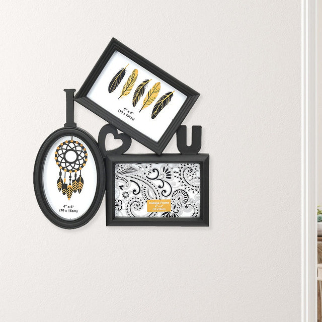 Nilkamal I Love You 3 Pictures Photo Frame Black