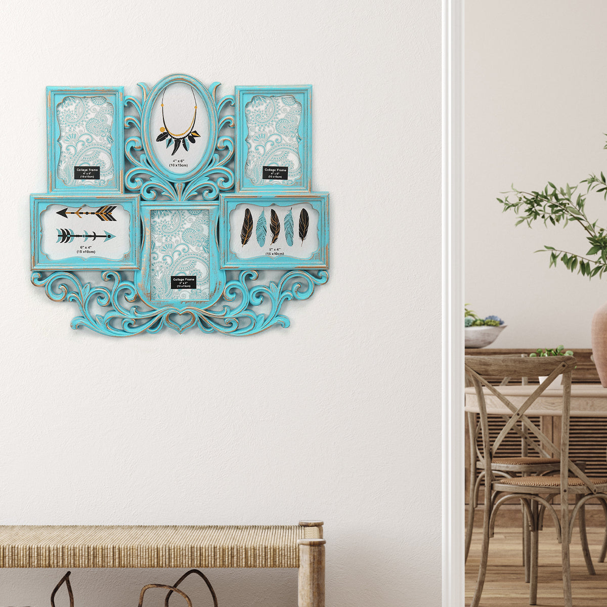 Nilkamal 6 Collage Scroll Photo Frame (Seagreen)