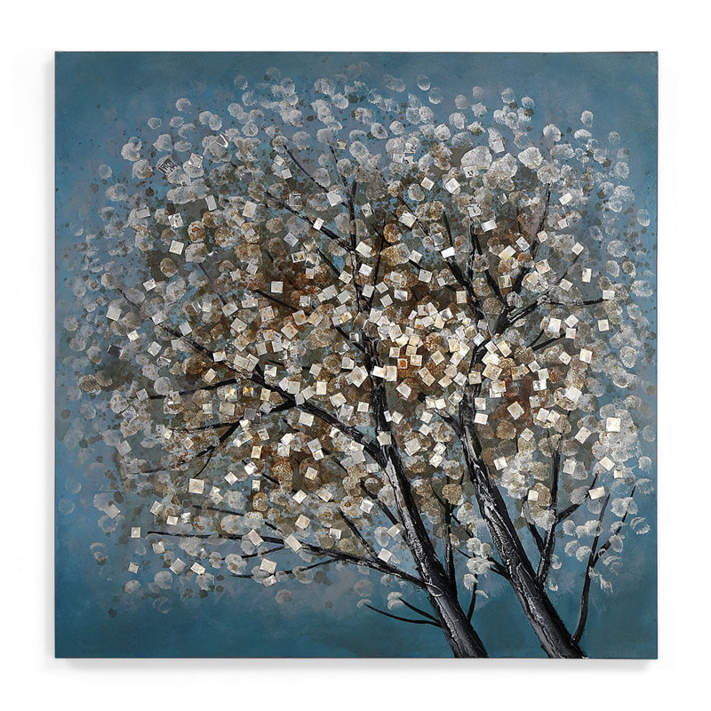 Floral Tree Emboss Painting- Sea Green