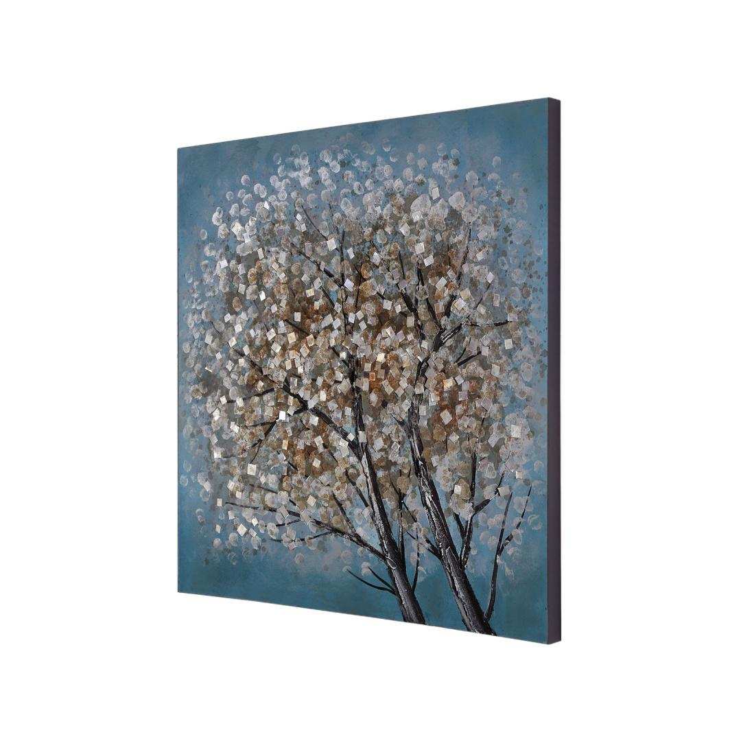 Floral Tree Emboss Painting- Sea Green