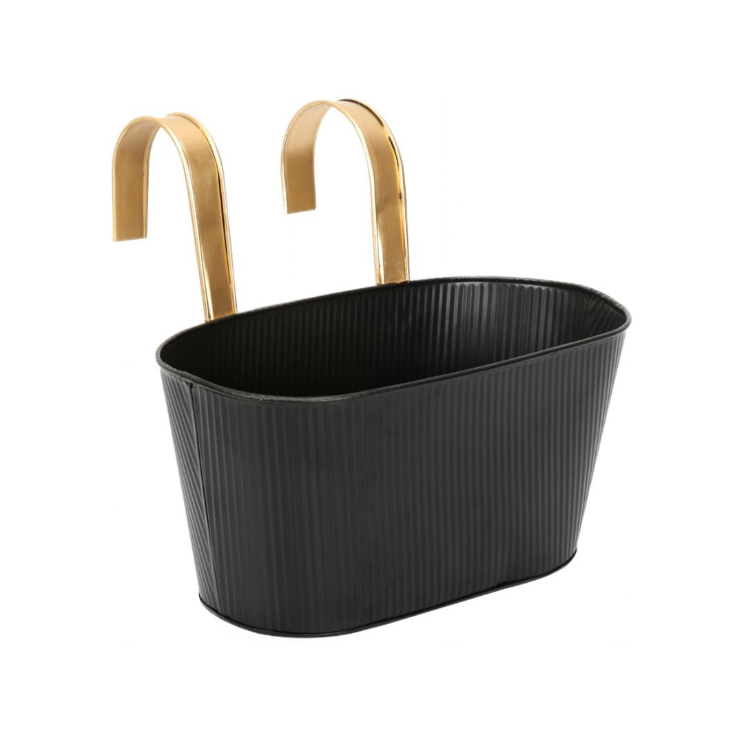 Railing Hanging Planter- Black & Gold