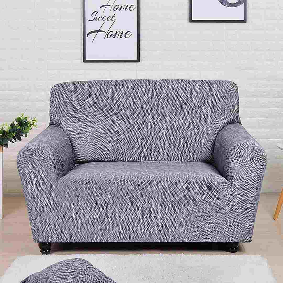 Nilkamal Textured Elegance Fitted 2 Seater Sofa Cover Grey Multicolor