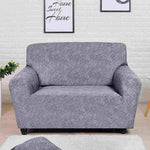 Textured Elegance Fitted 2 Seater Sofa Cover- Grey & Multicolor