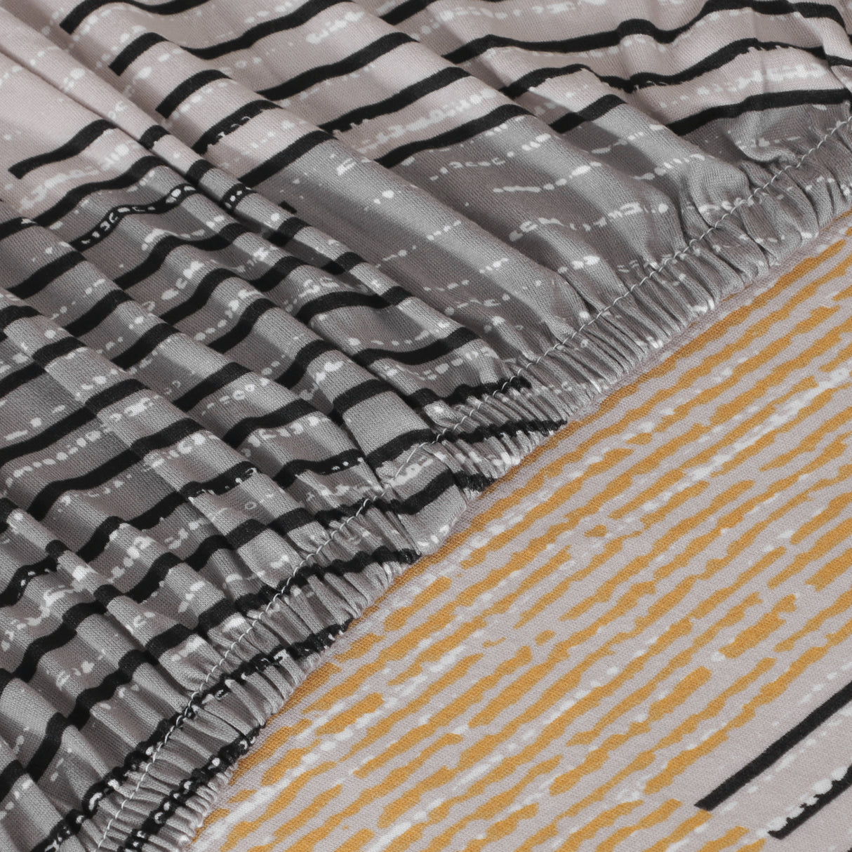 Abstract Elegance Fitted 2 Seater Sofa Cover- Mustard & Multicolor