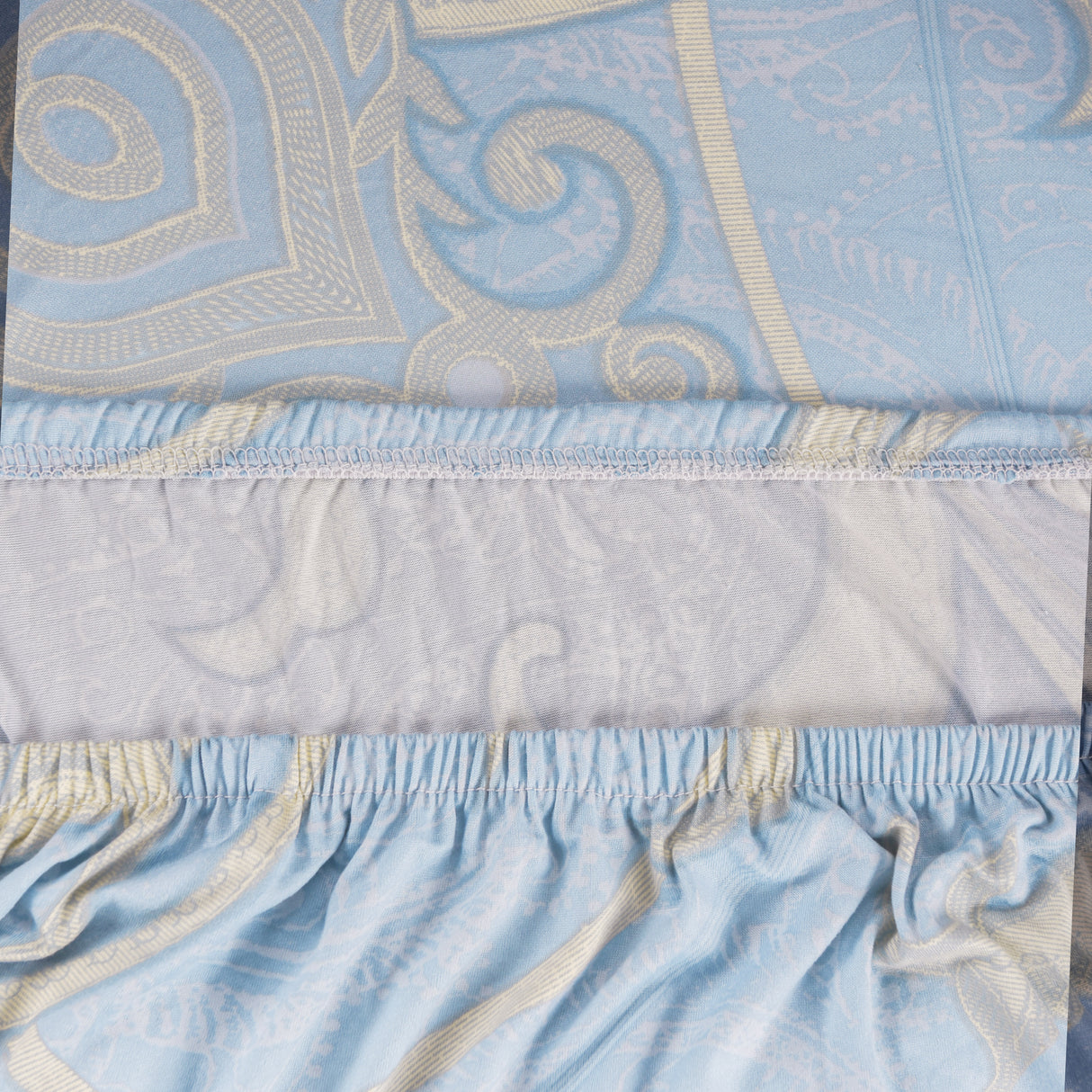 Damask Elegance Fitted 2 Seater Sofa Cover- Seagreen & Multicolor