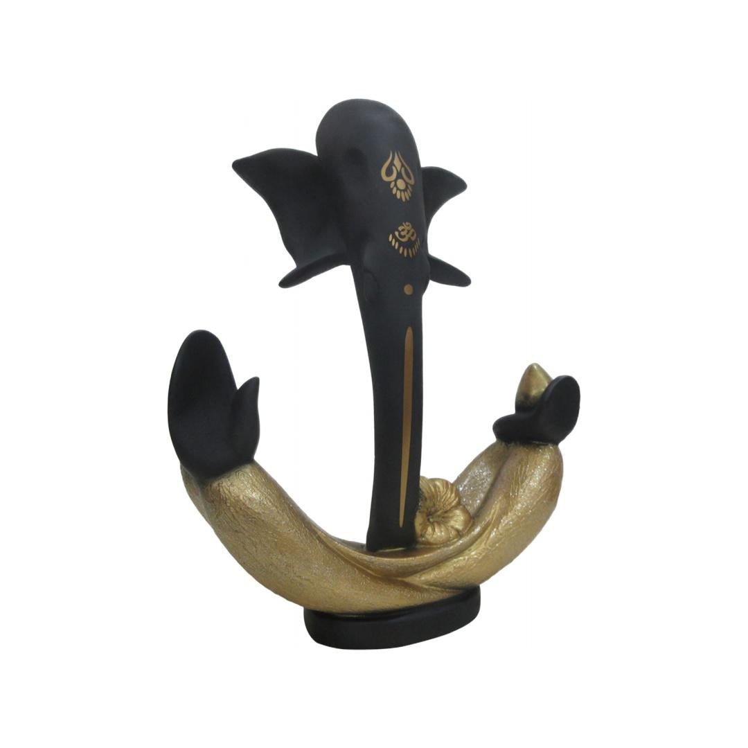 Abstract Bliss Ganesha Polyresin Showpiece- Black & Gold