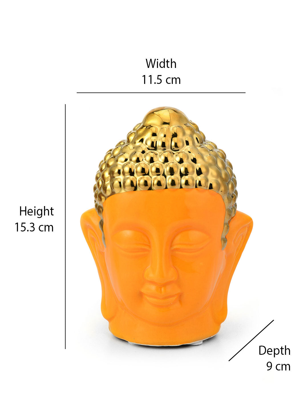 Buddha Face Decorative Ceramic Showpiece- Mustard