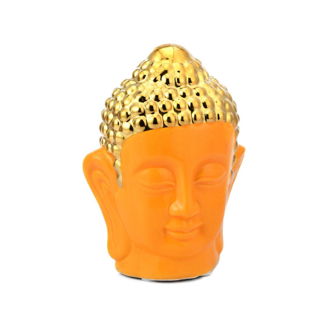 Buddha Face Decorative Ceramic Showpiece- Mustard