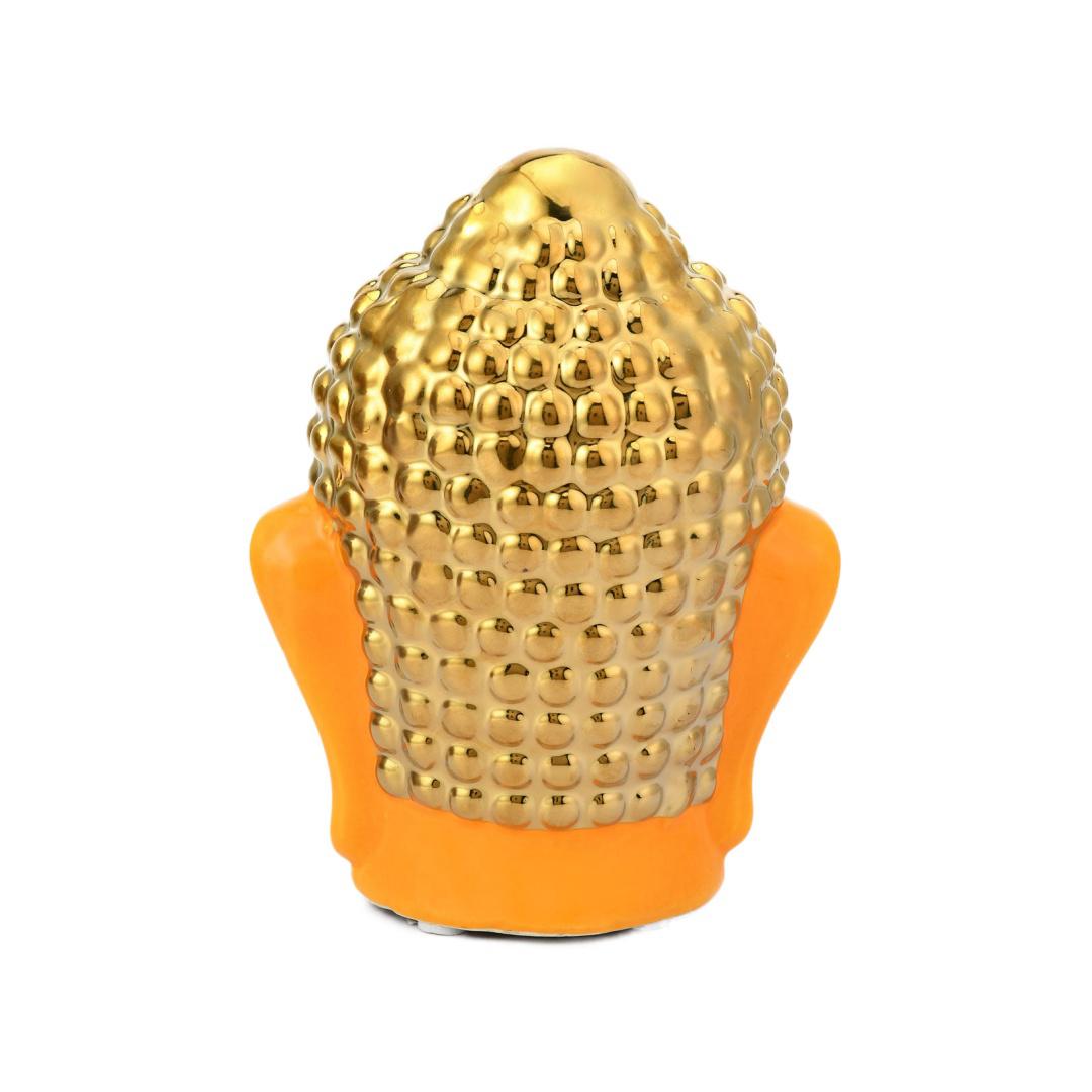 Buddha Face Decorative Ceramic Showpiece- Mustard