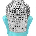 Buddha Face Decorative Ceramic Showpiece- Sea green & Silver