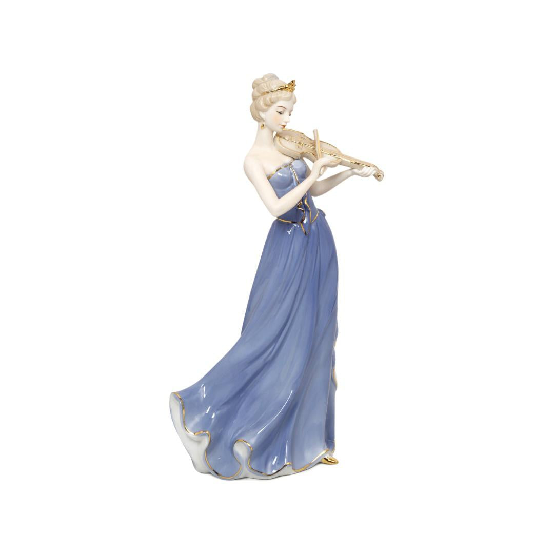 Lady Playing Violin Decorative Ceramic Showpiece- Blue