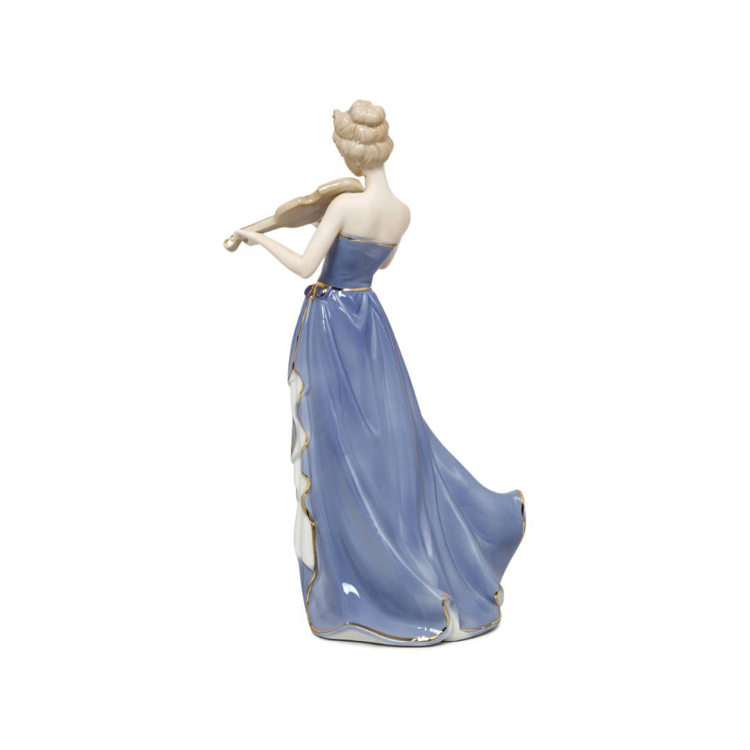 Lady Playing Violin Decorative Ceramic Showpiece- Blue