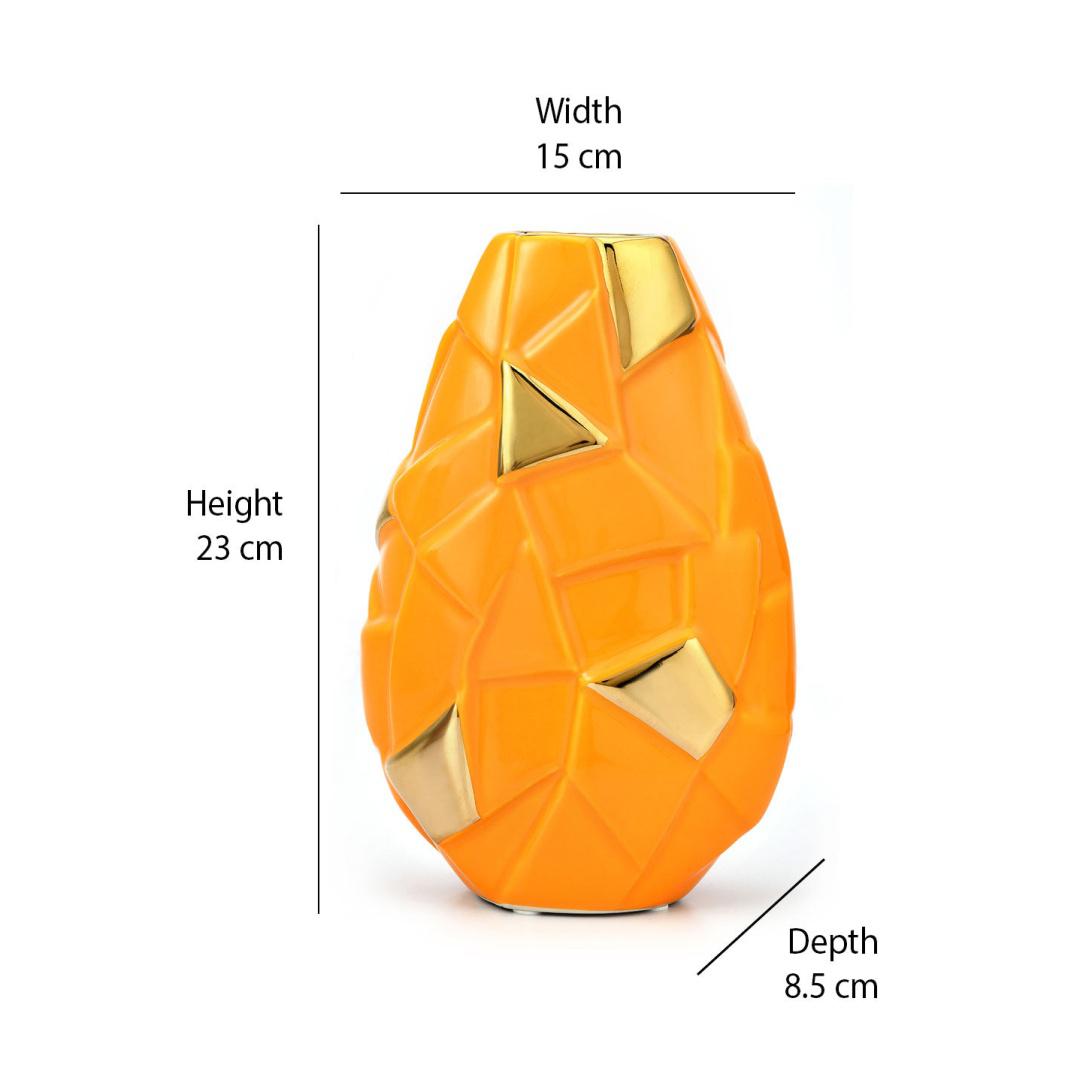 Abstract Pebble Ceramic Vase- Mustard