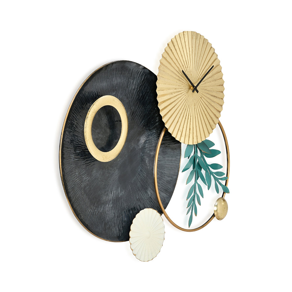 Orbit Analog Wall Clock- Seagreen & Gold