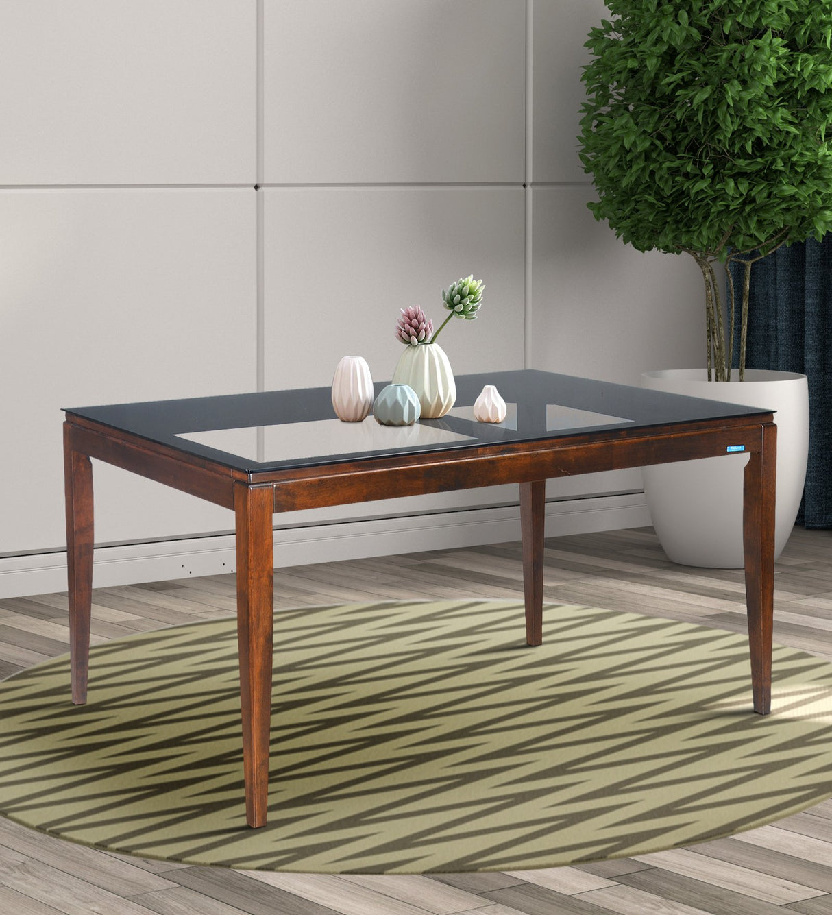 Nilkamal Hampshire 6 Seater Dining Table (Walnut)