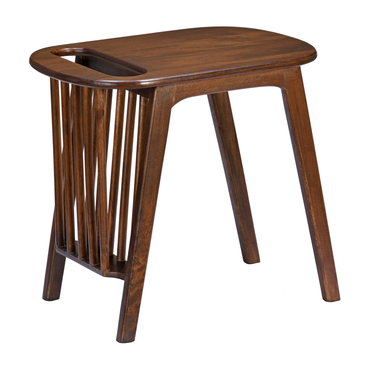 Kingsley Solid Wood Side Table with Magzine Rack (Red Walnut)