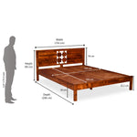 Konnect Solid Wood King Bed without Storage- Honey Walnut