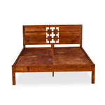 Konnect Solid Wood Queen Bed without Storage- Honey Walnut