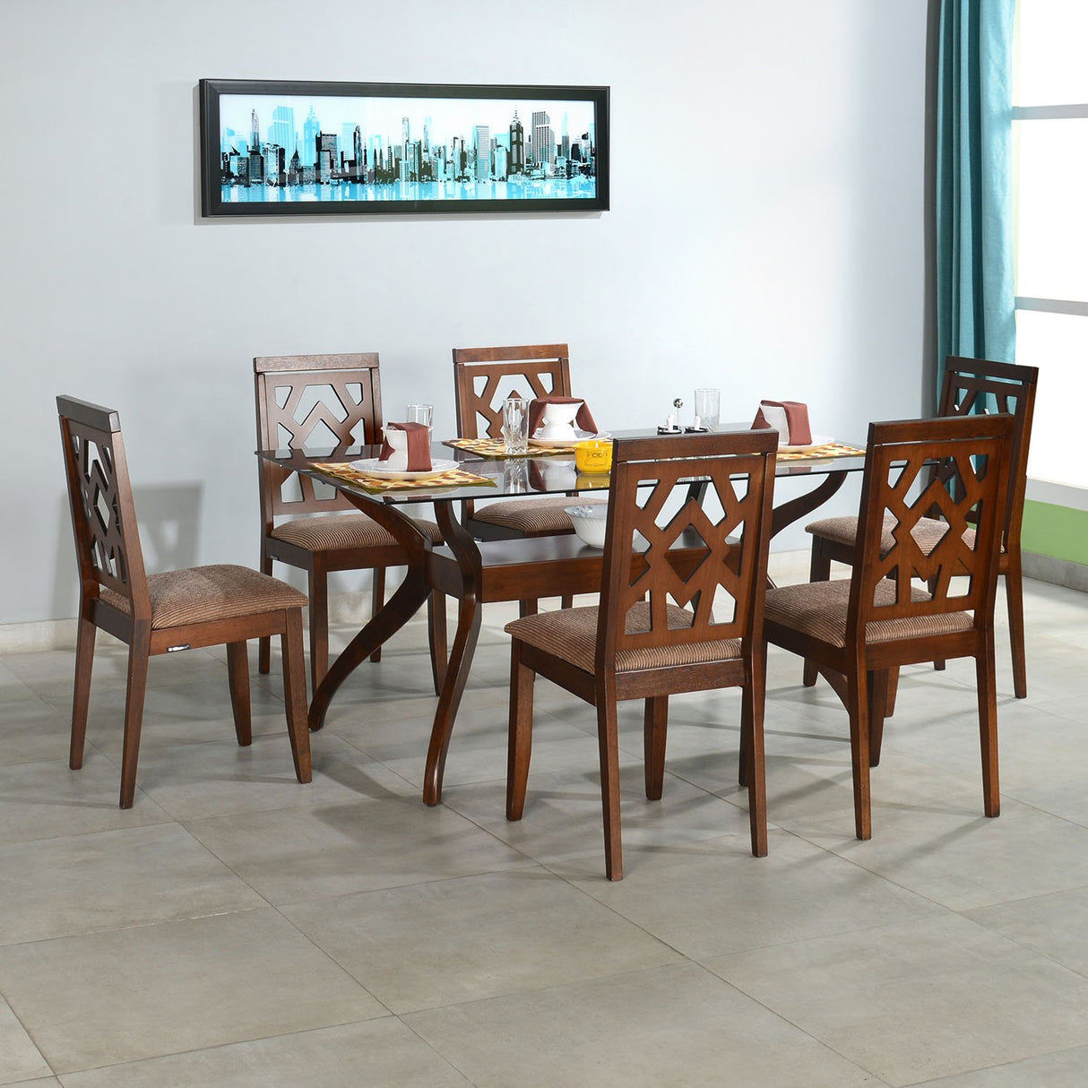 Lopez 6-Seater Dining Set in Walnut Finish – Main View