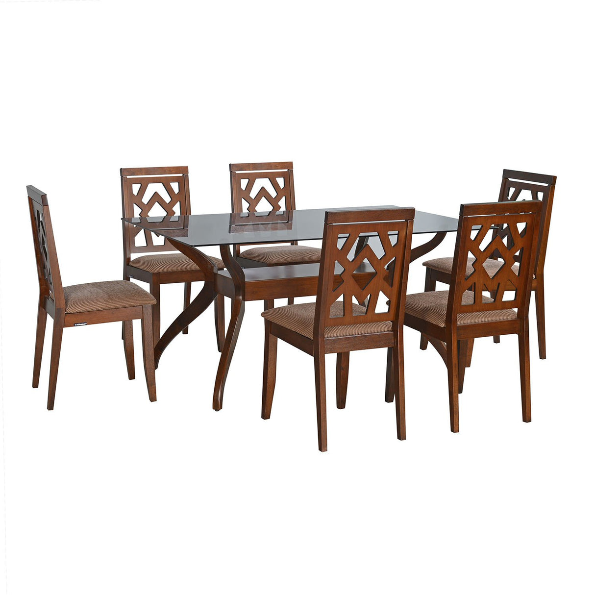 Lopez 6-Seater Dining Set in Walnut Finish – Full View