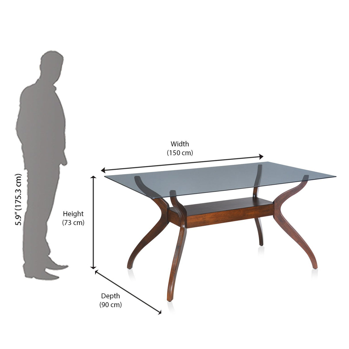 Lopez 6 Seater Dining Table (Walnut)