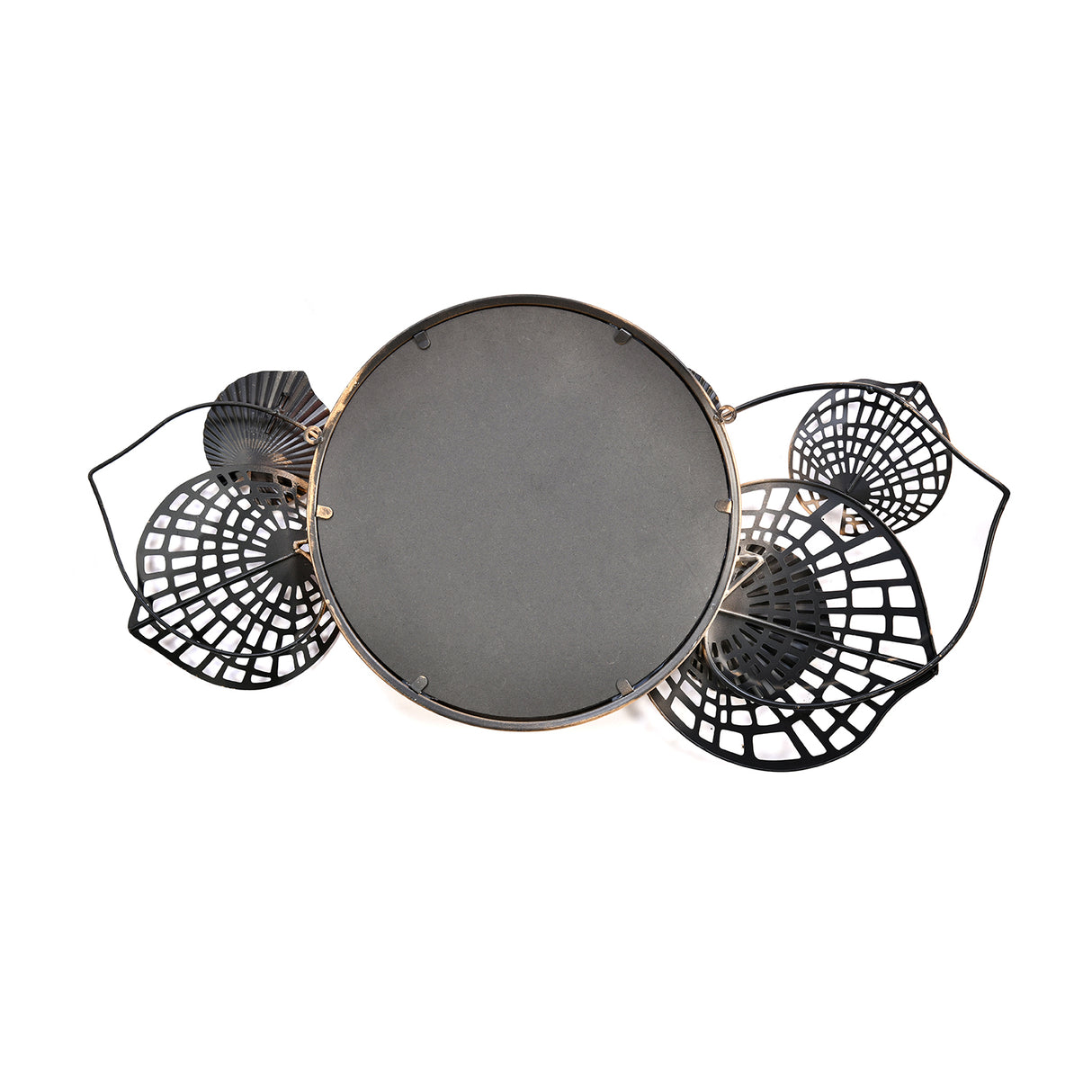 Reflexo Round Decorative Metal Frame Mirror- Brown & Gold