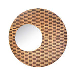 Rattan Round Decorative Polyresin Frame Mirror- Brown & Beige