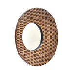 Rattan Round Decorative Polyresin Frame Mirror- Brown & Beige
