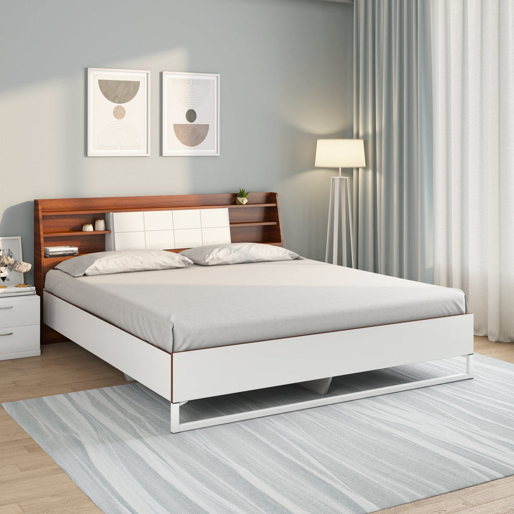 Ornate Meta Bed Without Storage (White)