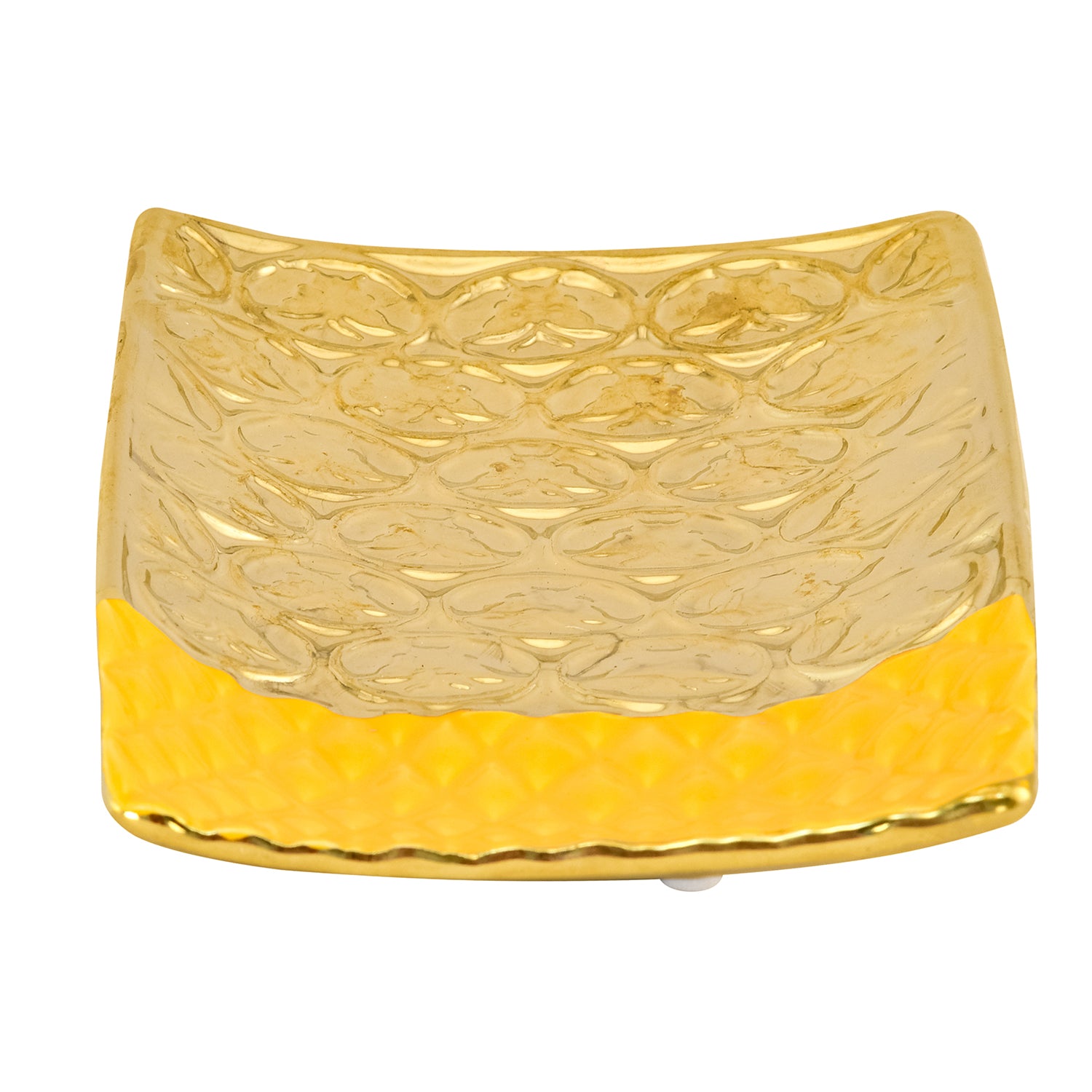 Polka Dot Rectangular Ceramic Platter (Mustard & Gold)