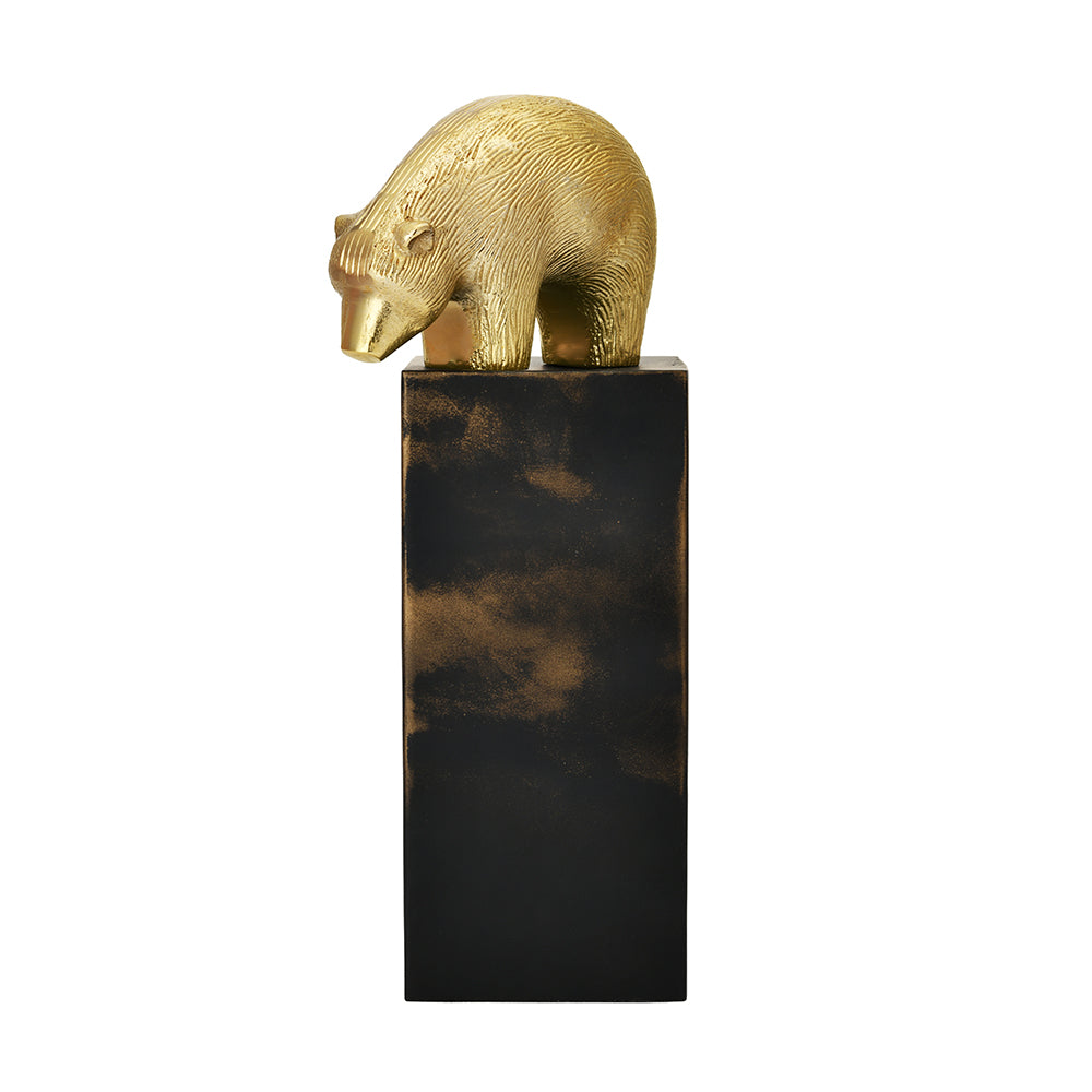 Tall Bear Metal Decorative Showpiece- Black & Gold