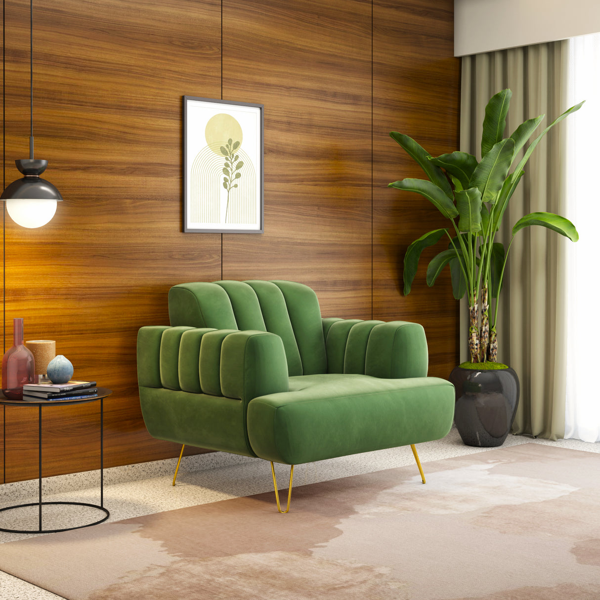 Nilkamal Somerville 1 Seater Sofa Olive Green