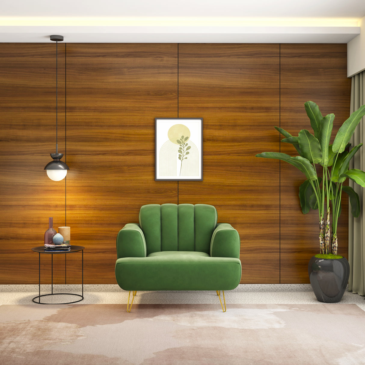 Somerville 1 Seater Fabric Sofa- Olive Green