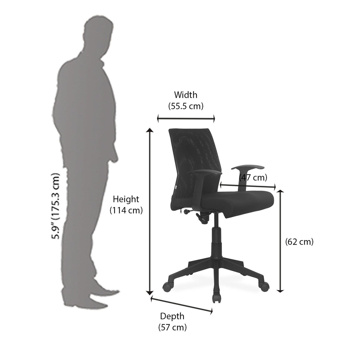 Thames Low Back Mesh Chair (Black)