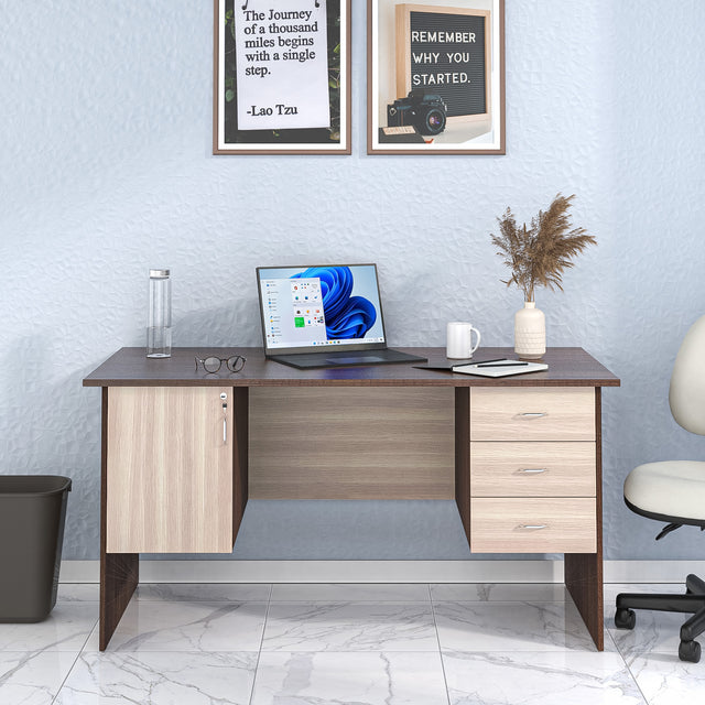 Nilkamal vertex Office Table Brown Clound Ash