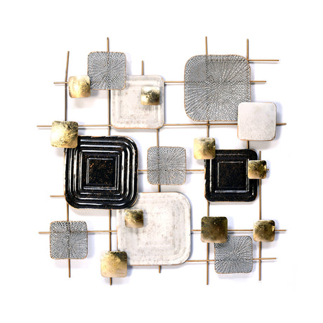 Quadra Metal Wall Decor - Black, White & Gold