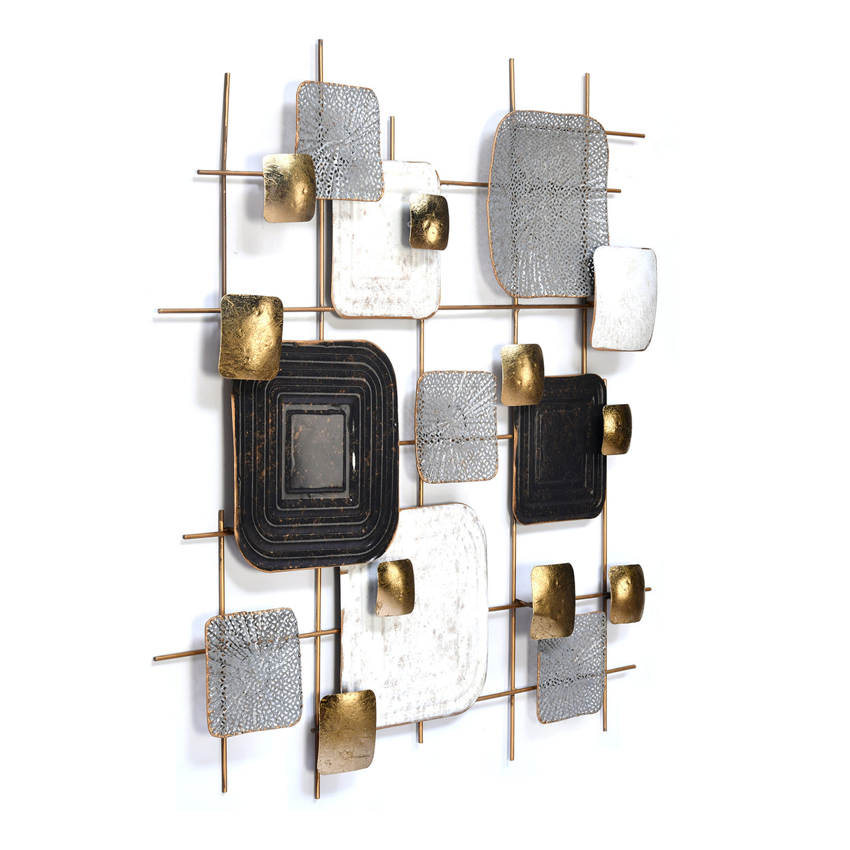 Quadra Metal Wall Decor - Black, White & Gold