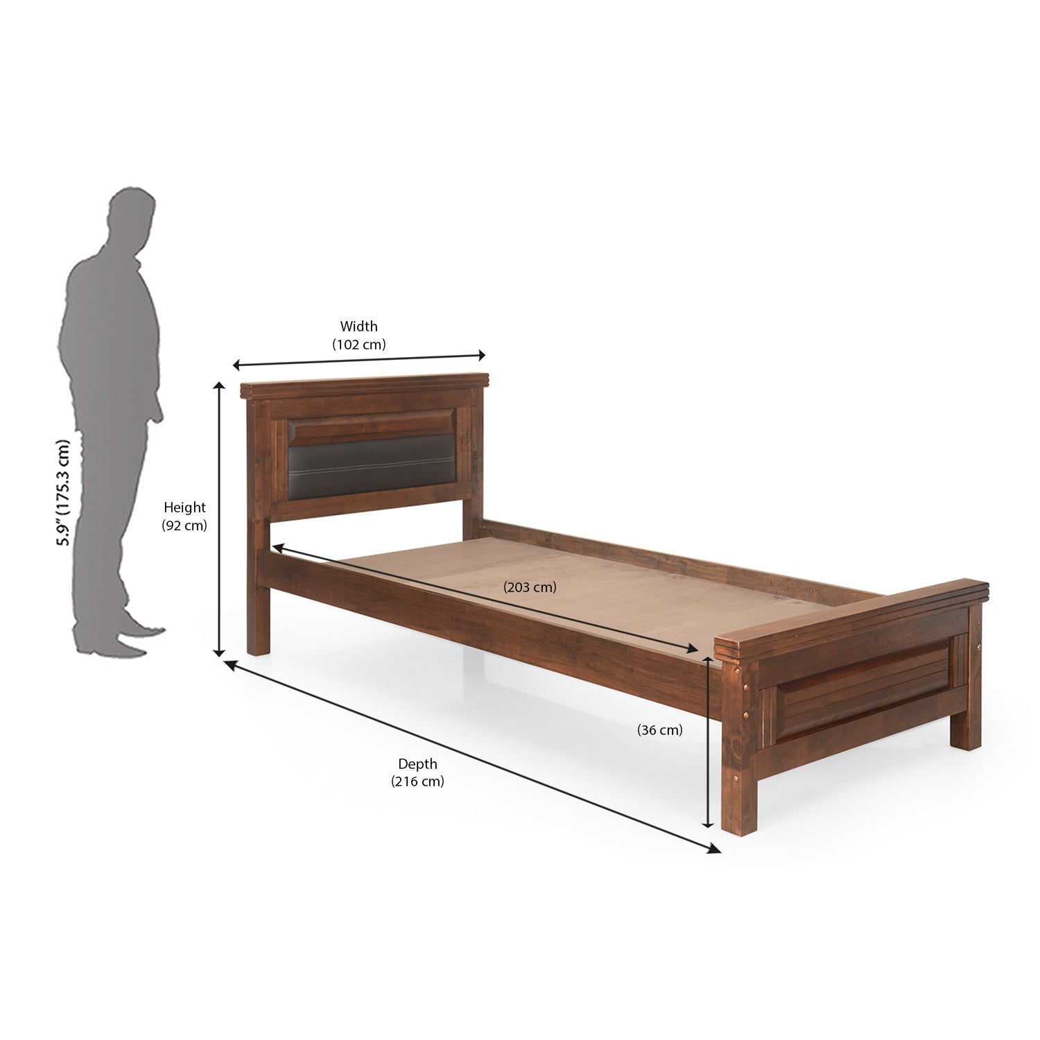Dexter Solid Wood Single Bed without Storage-Cappucino