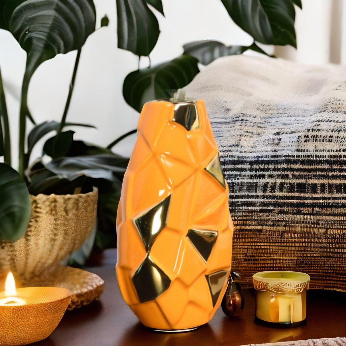 Abstract Pebble Ceramic Vase- Mustard