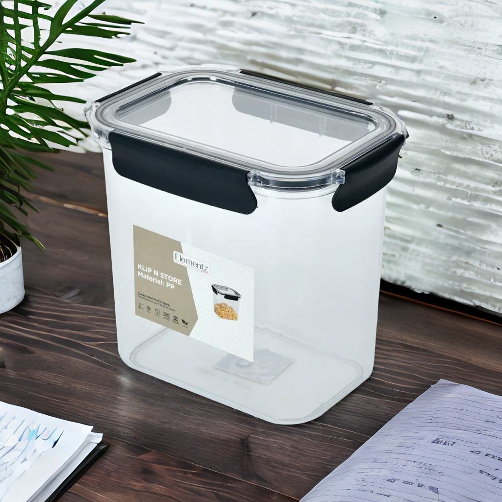 Klip N Store Rectangular 3200 ml Cannister Storage Container (Black)