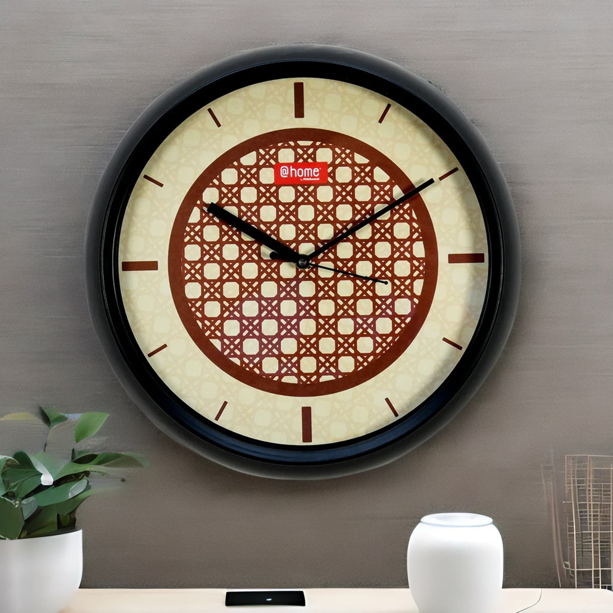 Nilkamal Maze Plastic Analog Wall Clock Brown Beige