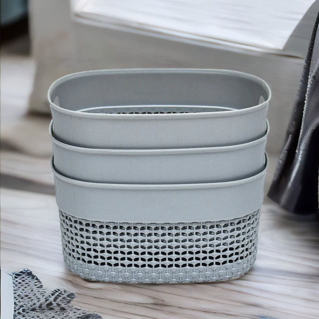 Nilkamal Polypropylene 3 3 L Storage Basket Set Of 3 Grey