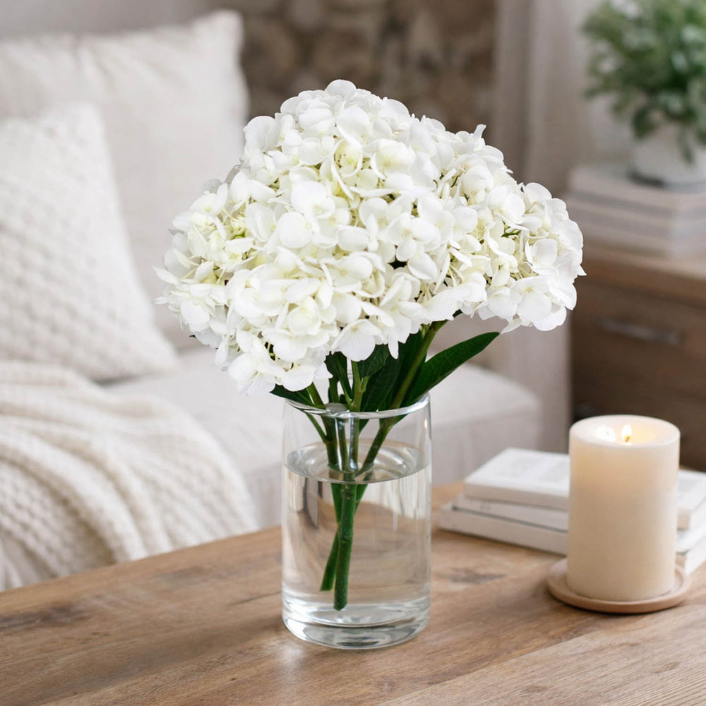 Hydrangea Artificial Flower Bunch- White