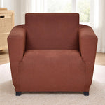 1 Seater Knit Sofa Cover- Brown