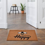 Nilkamal Bee Happy Printed Polyester 16" x 24" Anti-Slip Door Mat (Brown)