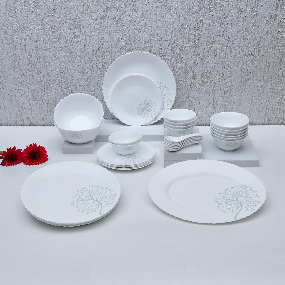 Nilkamal Arias by Lara Dutta Fluted Tree Of Life Dinner Set - 33 Pieces